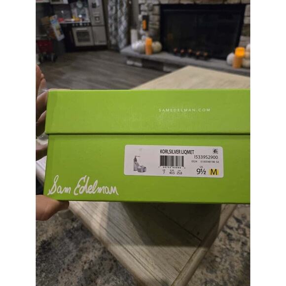 Sam Edelman Kori Women's Silver Platform Heels Size 9.5 Ankle Strap Party Shoes - Picture 3 of 10